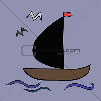 Sailboat Icon. Original Illustration