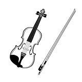 Sketch of violin isolated on white background.
