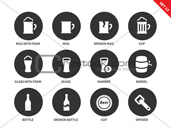 Beer and beverage icons on white background
