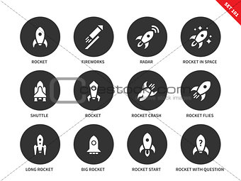 Rocket icons on white background