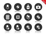 Pills icons on white background