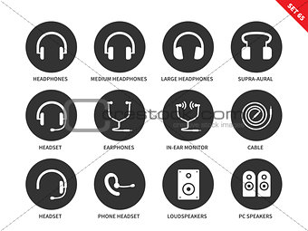 Headphones icons on white background