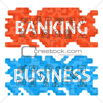 Banking Business Outline Flat Concept