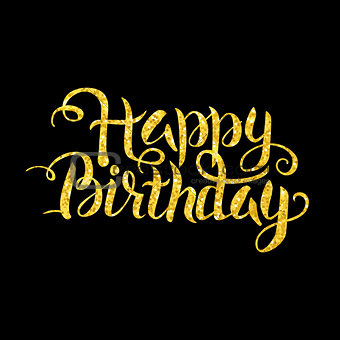 Gold Happy Birthday Lettering over Black