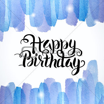 Happy Birthday Lettering Abstract Watercolor Colorful Background