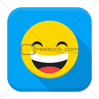 Laugh Yellow Smiley Face Flat App Icon