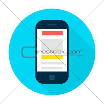 Mobile Phone Landing Page Flat Circle Icon