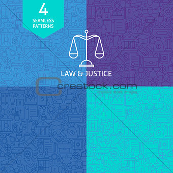 Thin Line Art Law Justice and Crime Pattern Set