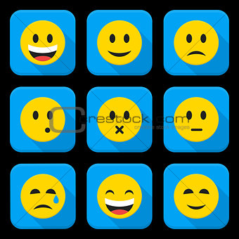 Yellow Smiling Faces Squared App Icon Set