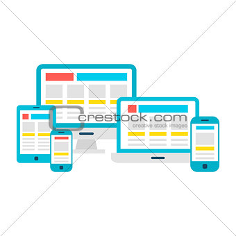 Responsive Design Flat Gadgets over White
