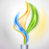 Torch with flame in colors of the Brazilian flag