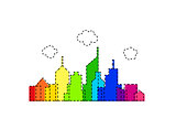 Rainbow vector cityscape design