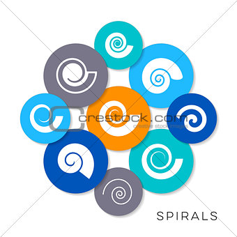 Vector simple spiral icons