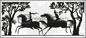 Illustration of a Couple Riding