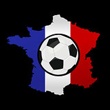 Soccer ball and a France map with France flag
