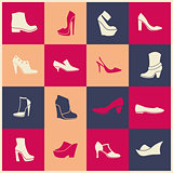 flat icons of different kinds of shoes