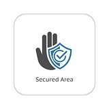 Secured Area Icon. Flat Design.