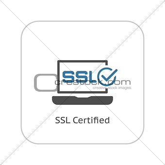 SSL Certified Protection Icon. Flat Design.