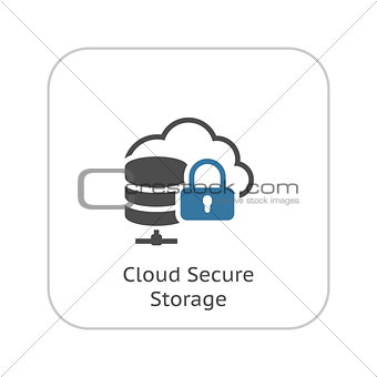 Cloud Secure Storage Icon. Flat Design.