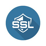 SSL Protection Icon. Flat Design.