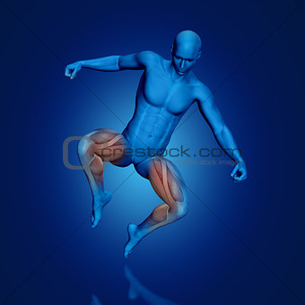 3D blue medical figure jumping