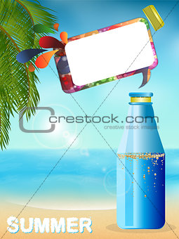 Summer bottle background with speech bubble