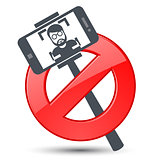 Selfie not allowed - prohibitory sign with stick selfie and smar