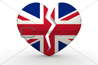 Broken white heart shape with United Kingdom flag