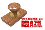 Red rubber stamp with welcome to Brazil