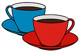 Red and blue cups
