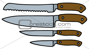 Four kitchen knives
