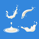 Set Of Milk Splash For Product Logo Design