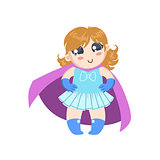 Girl Dressed As Superhero With Pink Cape