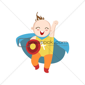 Boy Dressed As Superhero With Shield