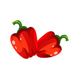 Sweet Pepper Bright Color Simple Illustration