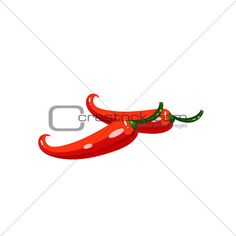 Chili Pepper Bright Color Simple Illustration