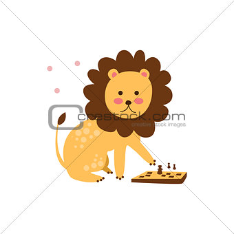 Lion Playing Chess