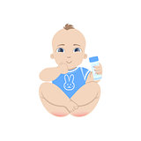 Baby In Blue Holding Powder