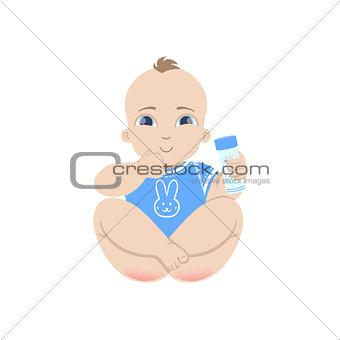 Baby In Blue Holding Powder