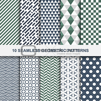 10 Vector geometric seamless patterns