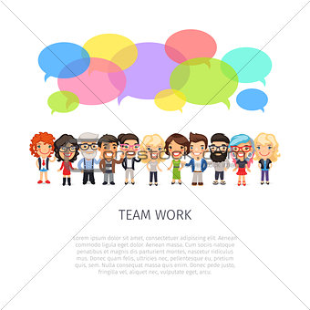 Team Work with Colorful Speech Bubbles