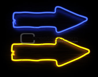 Arrows neon sign isolated on black background