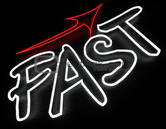 Fast neon sign isolated on black background