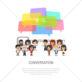 Conversation with Colorful Speech Bubbles