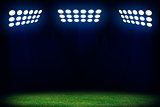 Three spotlights on soccer field