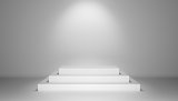 Spotlight illuminate exhibition podium with steps