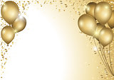 Holiday Background With Gold Balloons