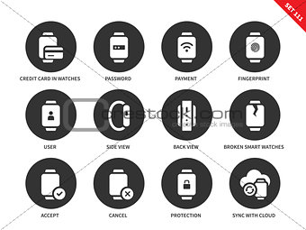 Business smartwatch icons on white background