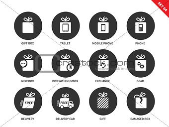 Technology gifts icons on white background