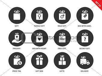 Presents icons on white background